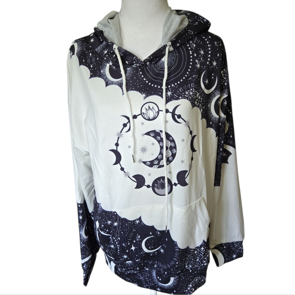 Black and White Celestial Hoodie